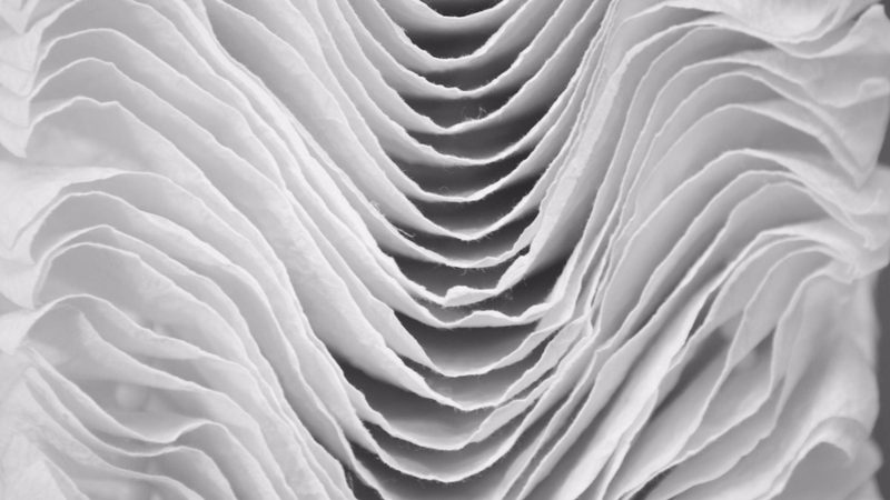 Close-up of white rippled sculptural folds